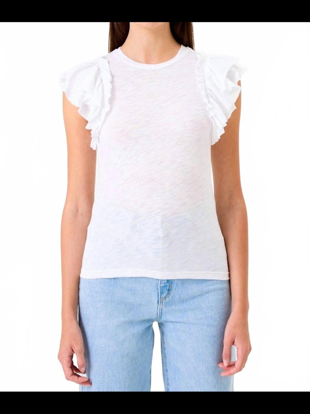 Goldie Lewinter Double Ruffled Sleeve Tee White
